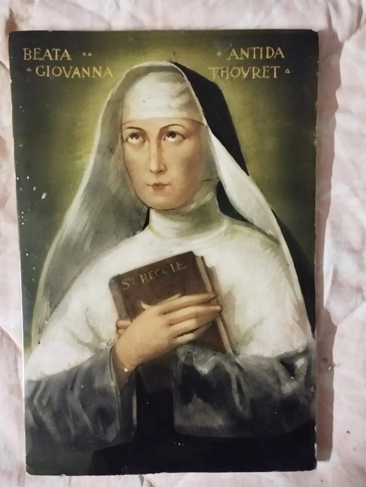 Painted majolica Tile of Saint Joan Antide Thouret, 19th Century 6