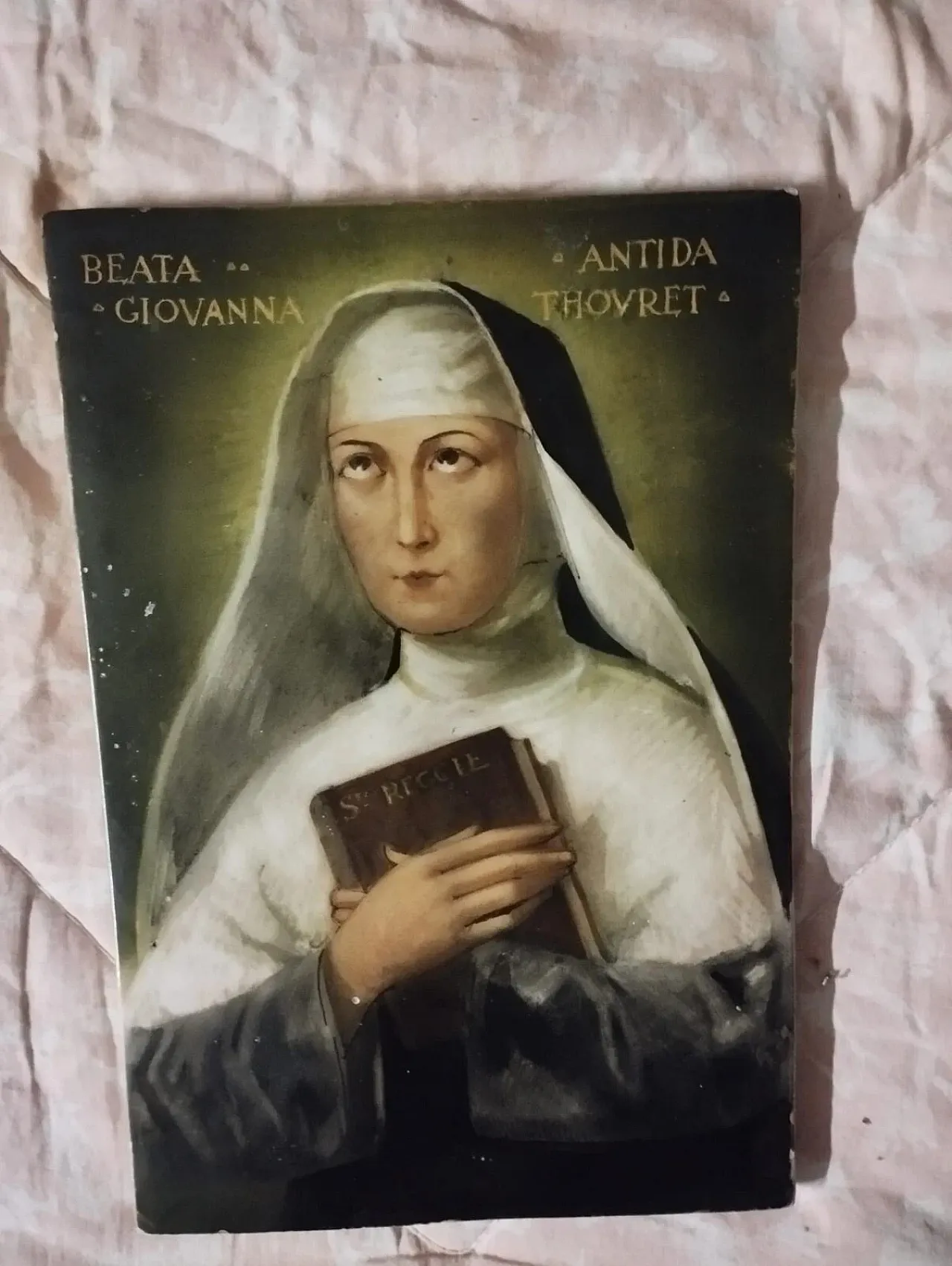 Painted majolica Tile of Saint Joan Antide Thouret, 19th Century 7