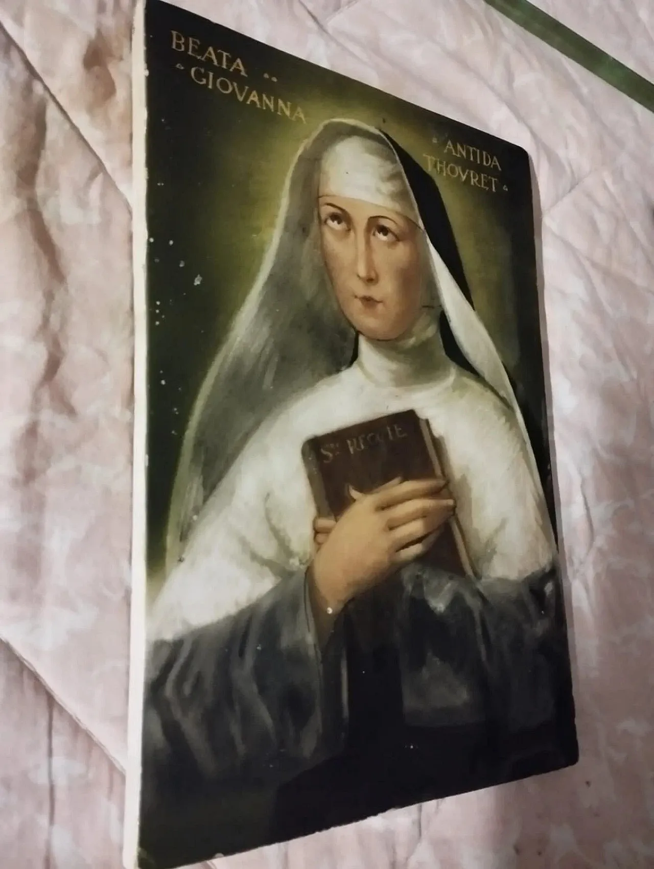 Painted majolica Tile of Saint Joan Antide Thouret, 19th Century 9