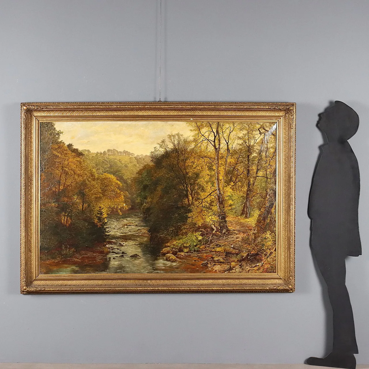 Dipinto grande paesaggio boschivo, '800 2