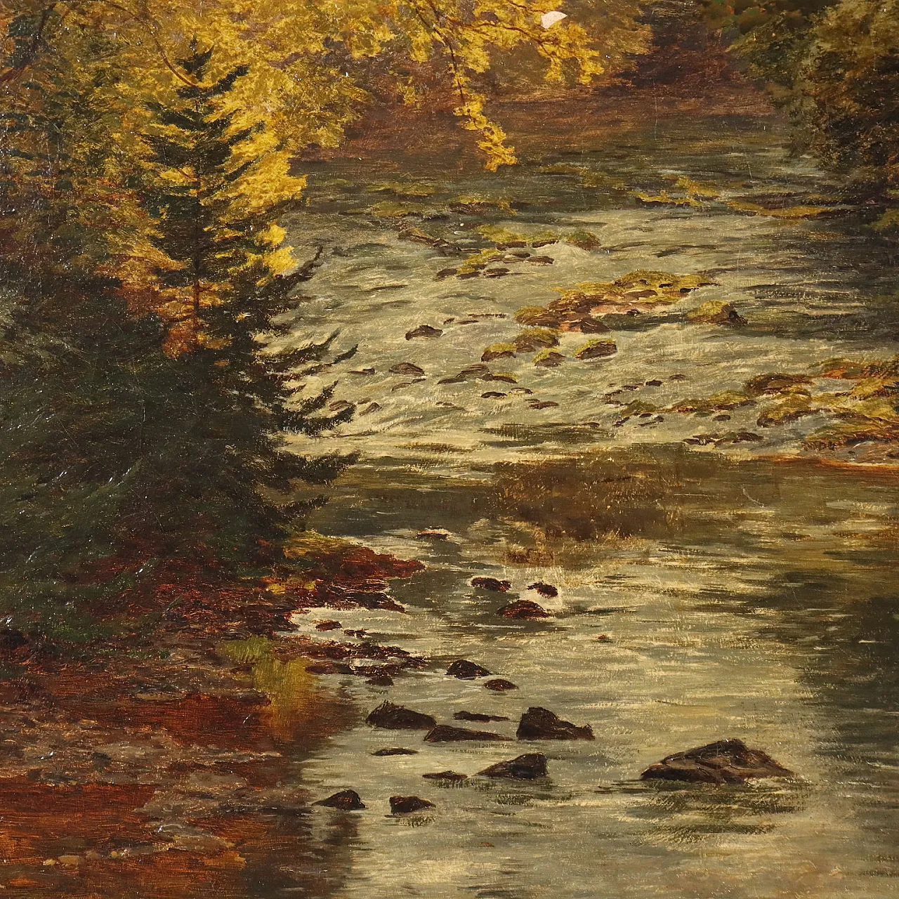 Dipinto grande paesaggio boschivo, '800 4