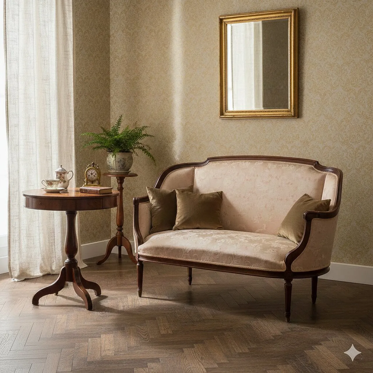 Divano in noce in stile neoclassico, fine '800 2