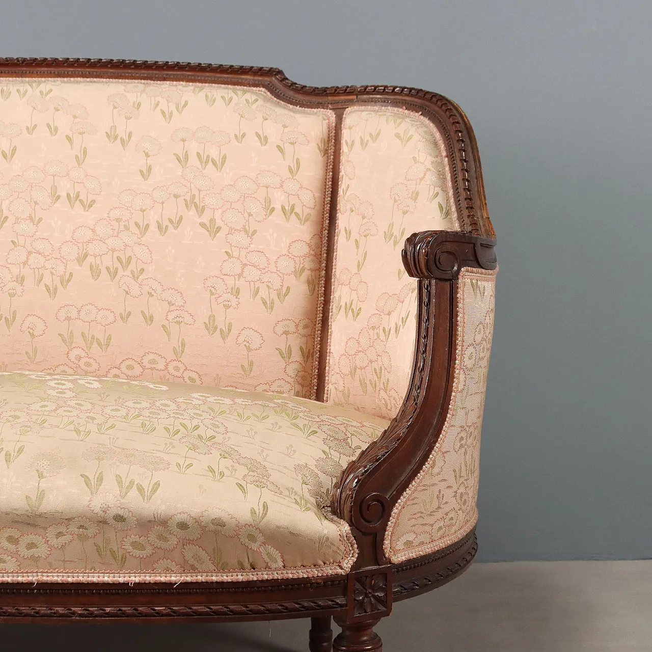 Divano in noce in stile neoclassico, fine '800 4