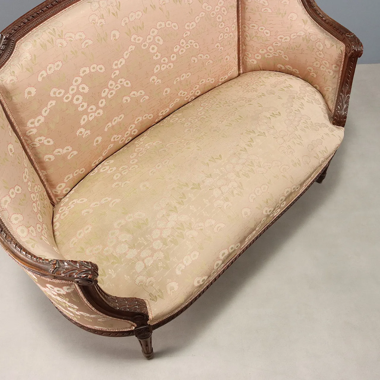 Divano in noce in stile neoclassico, fine '800 7