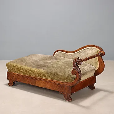 Dormeuse in noce con seduta e schienale imbottiti, metà '800