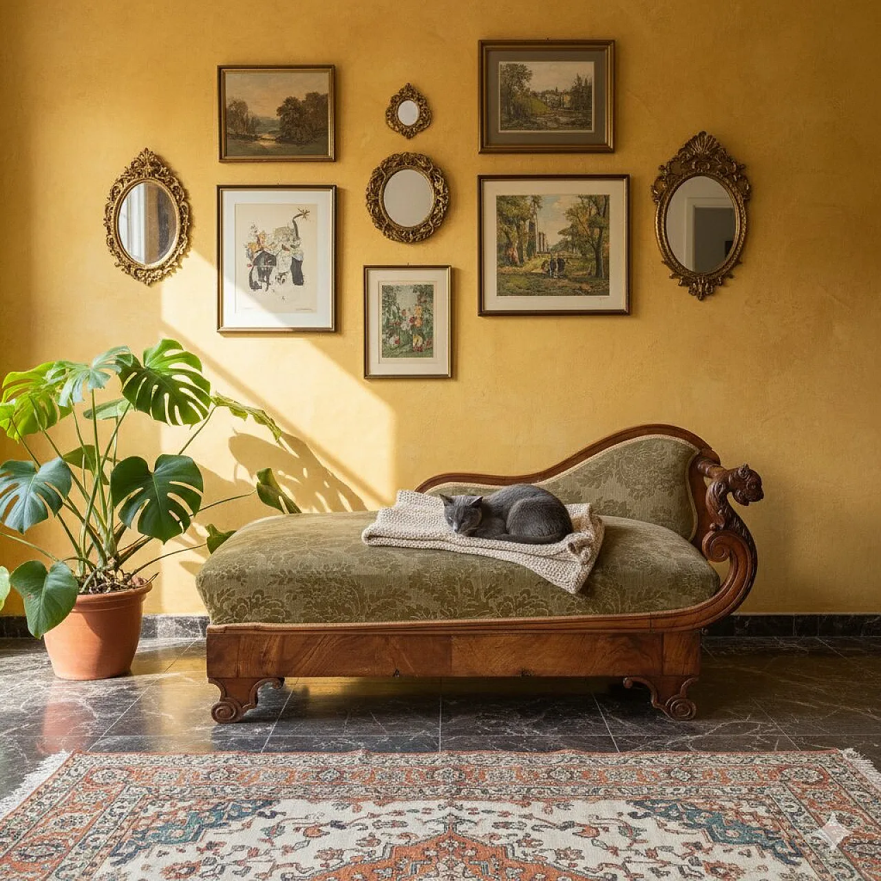 Dormeuse in noce con seduta e schienale imbottiti, metà '800 2