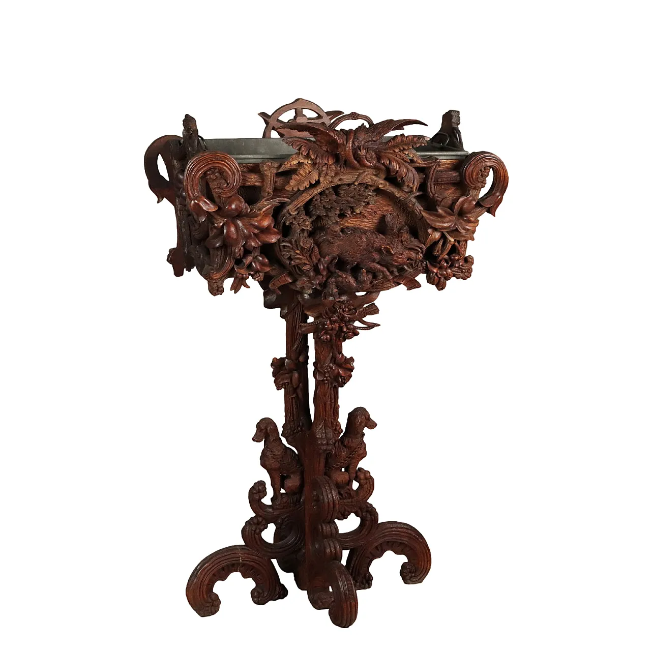Neo-Baroque carved wooden planter, 19th century 1