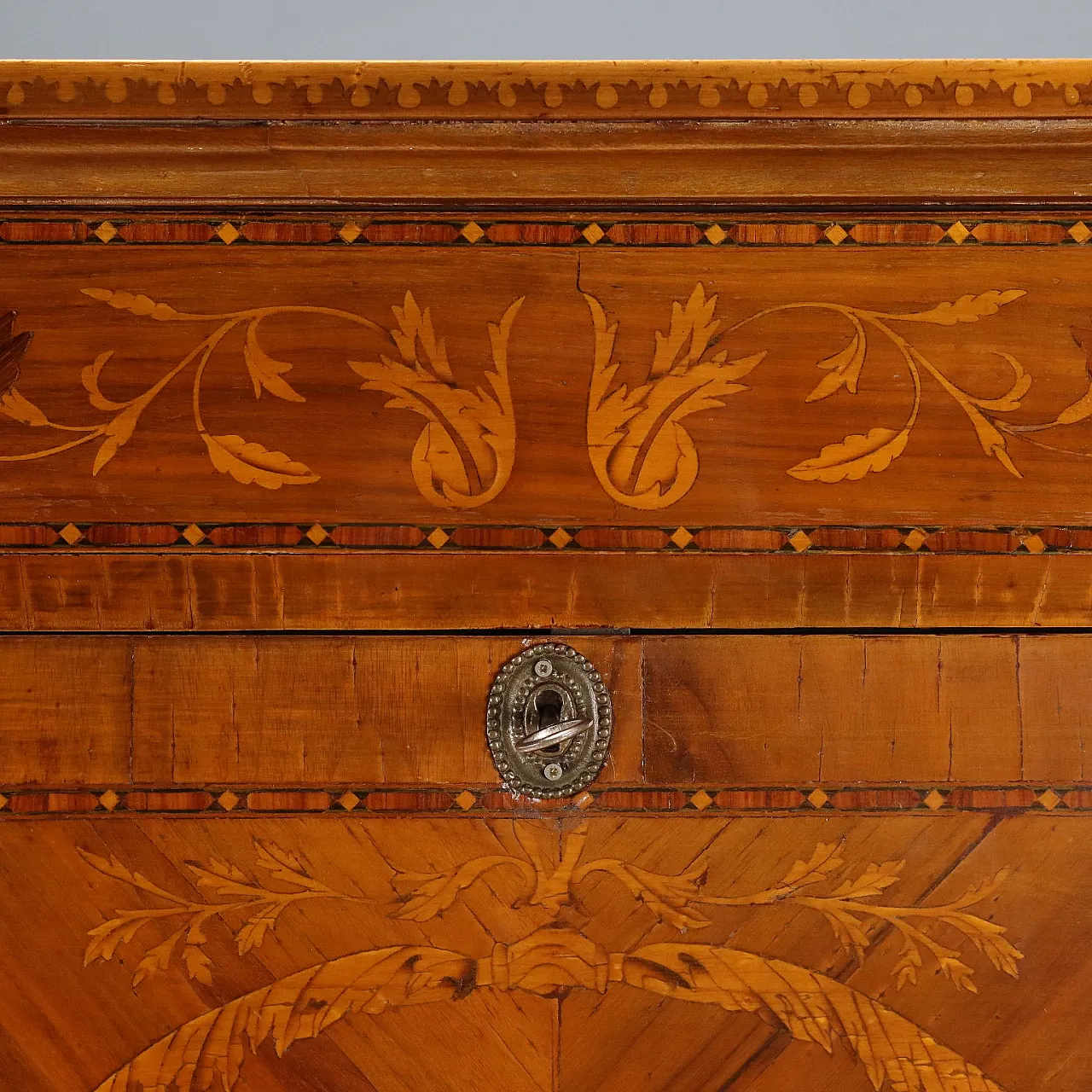 Empire-style walnut veneered secretaire with maple inlays,20th century 6