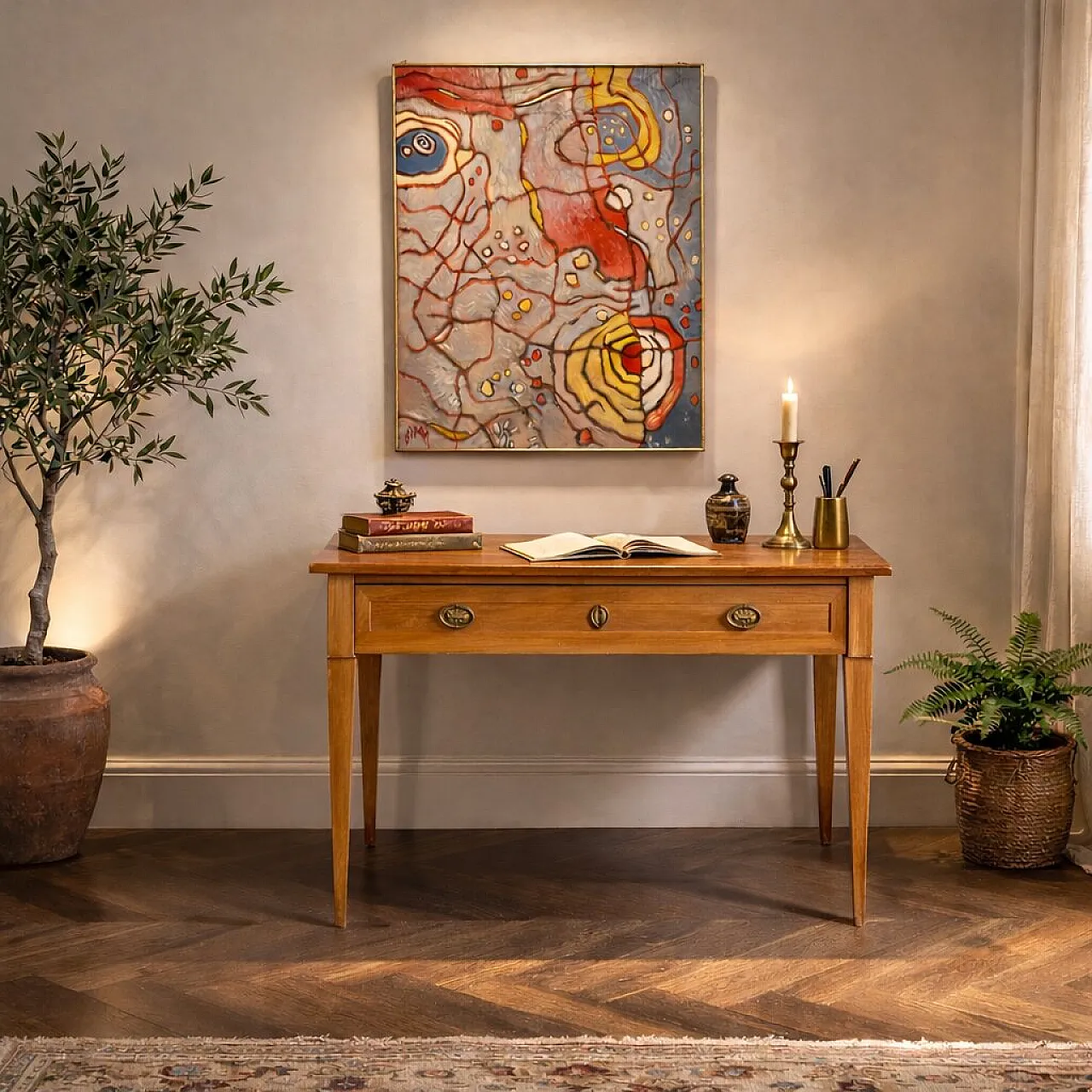 Scrivania Direttorio in mogano, abete e metallo dorato, primo '800 2