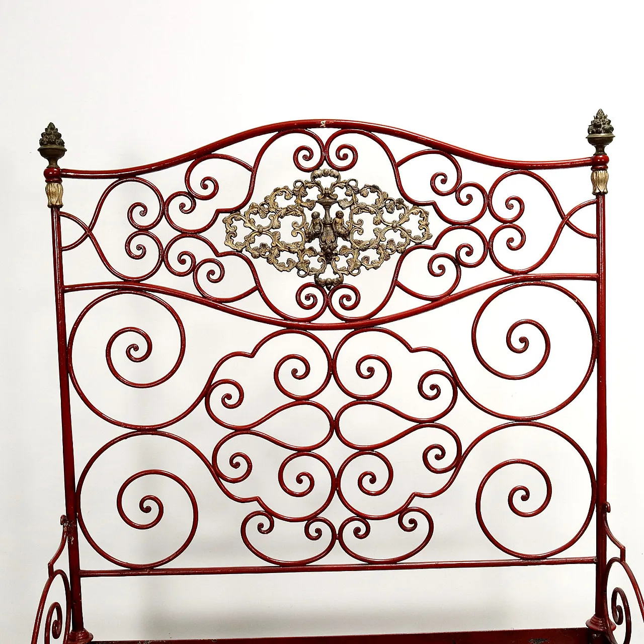 Red wroght iron single bed, second half 19th century 3