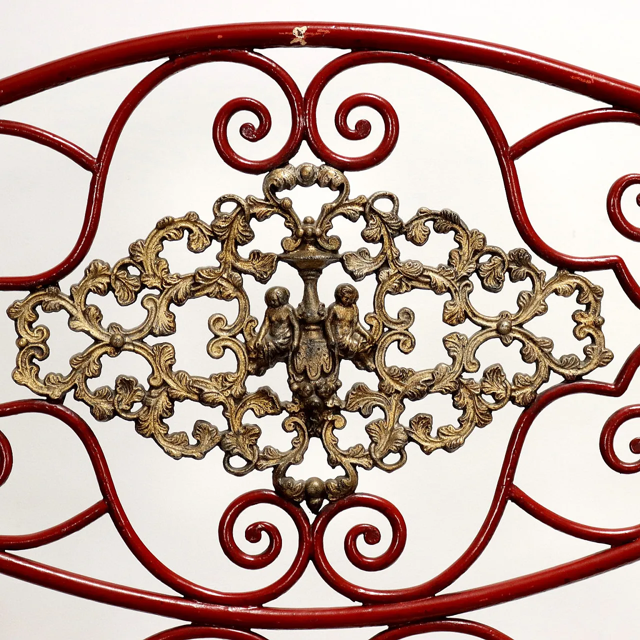Red wroght iron single bed, second half 19th century 4