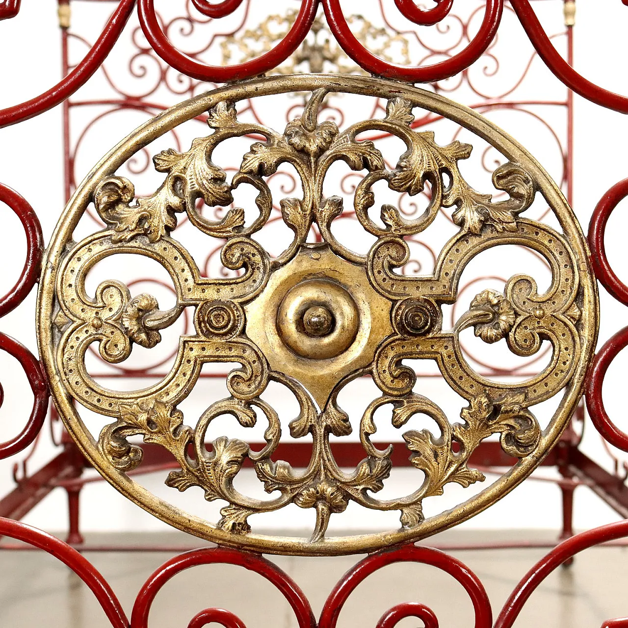 Red wroght iron single bed, second half 19th century 7