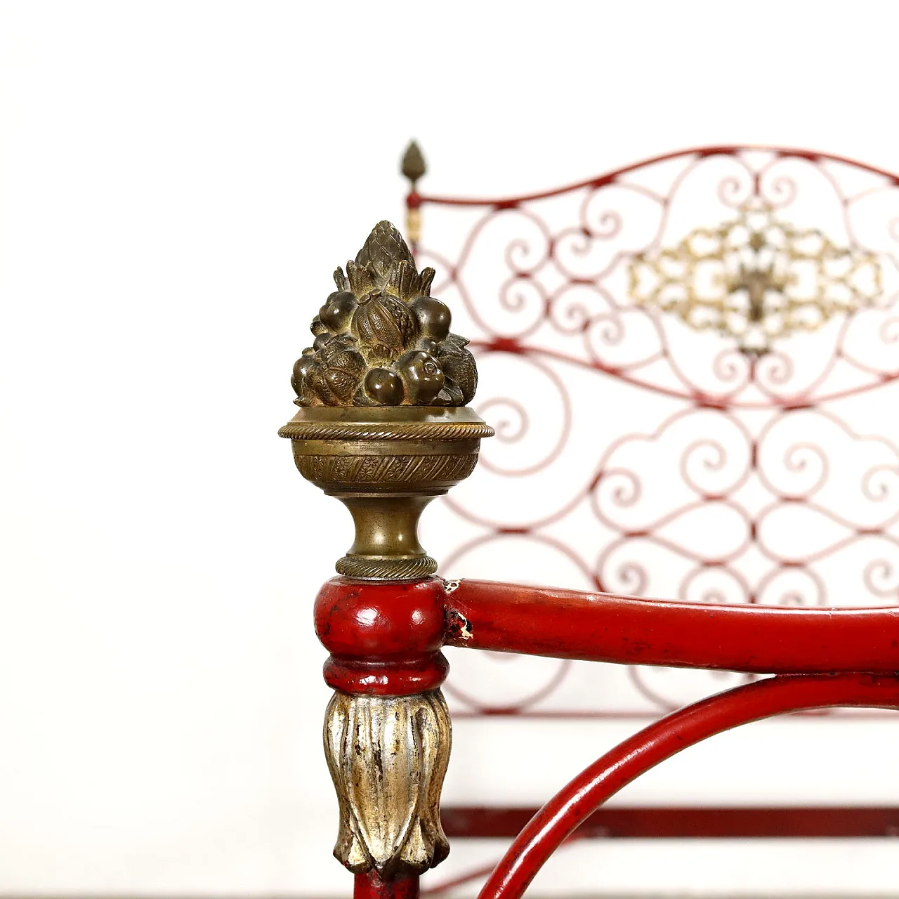 Red wroght iron single bed, second half 19th century 8
