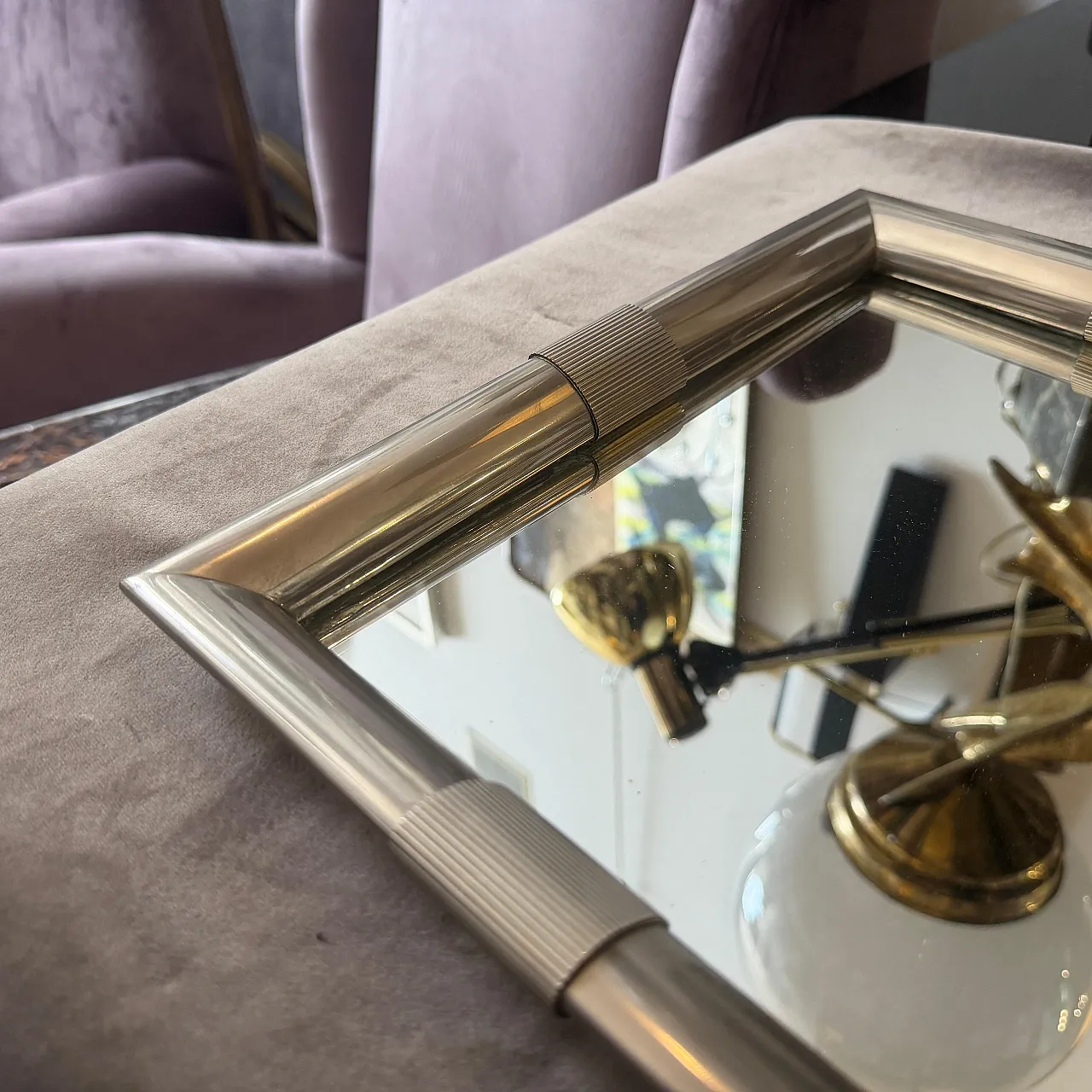 Silver plated and mirrored glass tray by Tommaso Barbi, 1970s 9