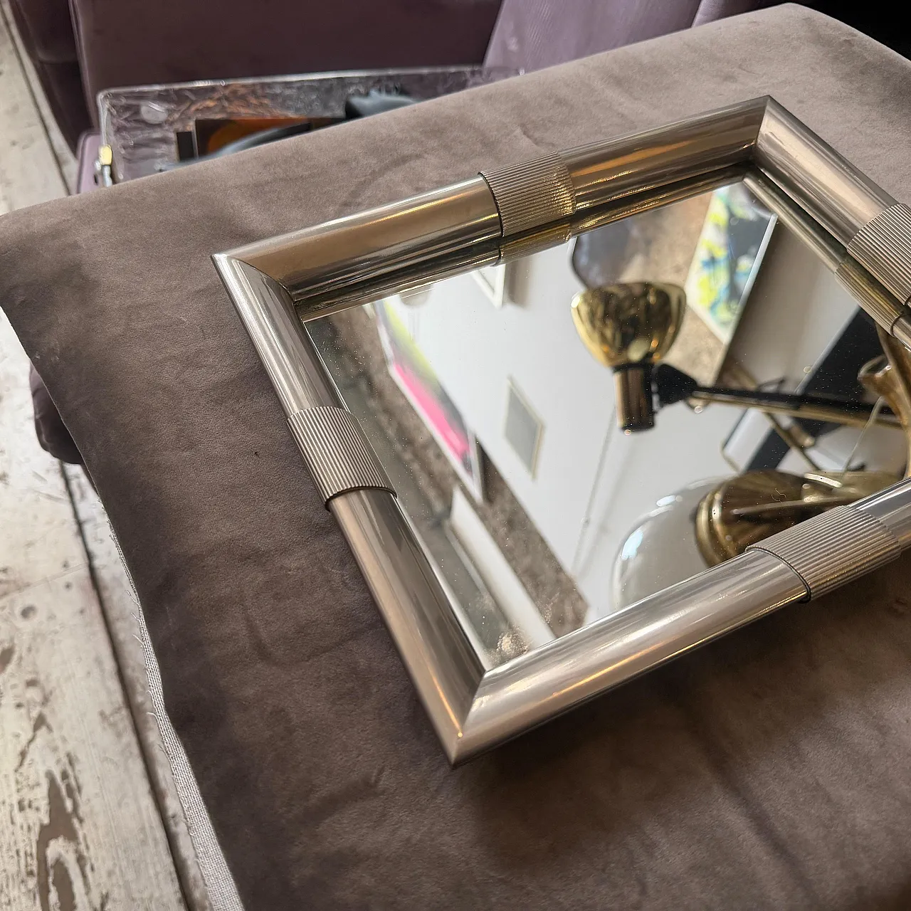 Silver plated and mirrored glass tray by Tommaso Barbi, 1970s 10