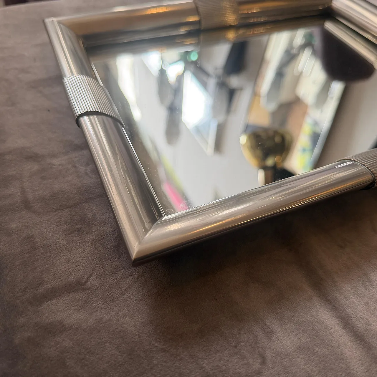 Silver plated and mirrored glass tray by Tommaso Barbi, 1970s 11