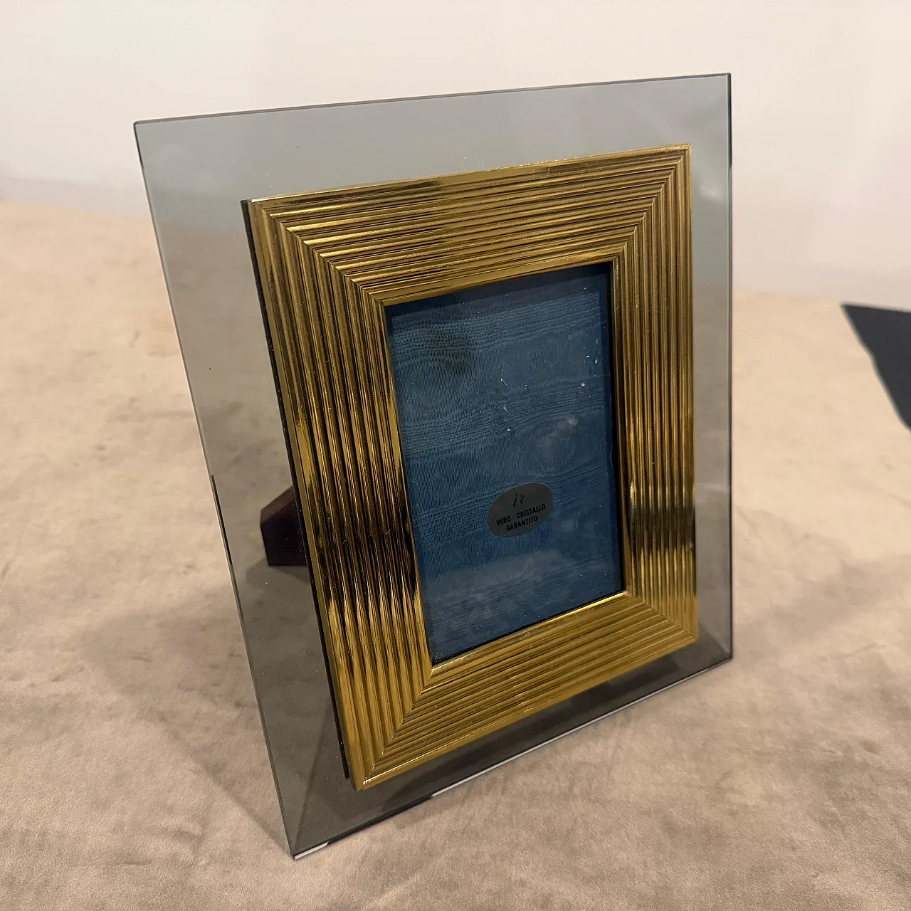 Brass and smoked glass luxury picture frame, 1960s 11