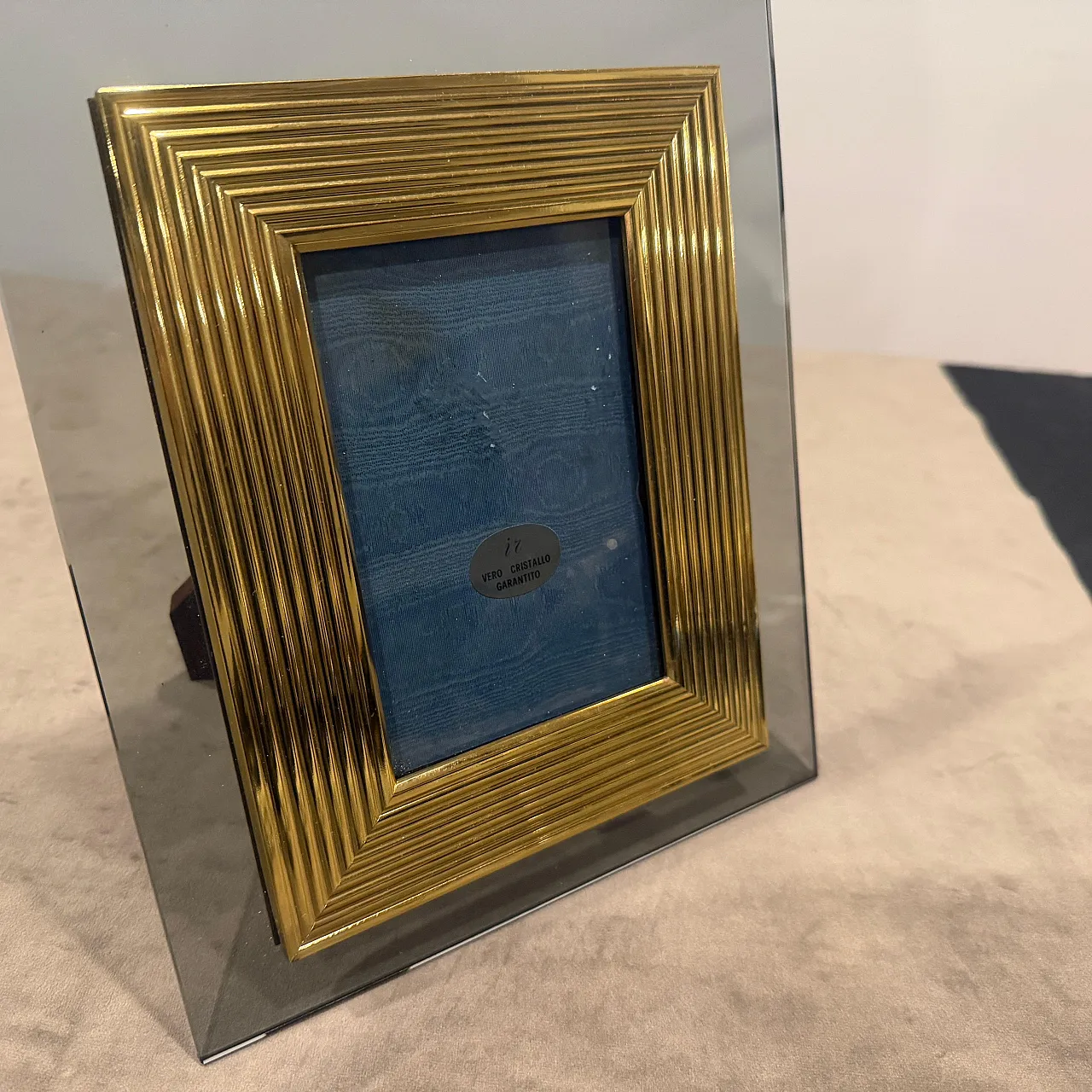 Brass and smoked glass luxury picture frame, 1960s 12