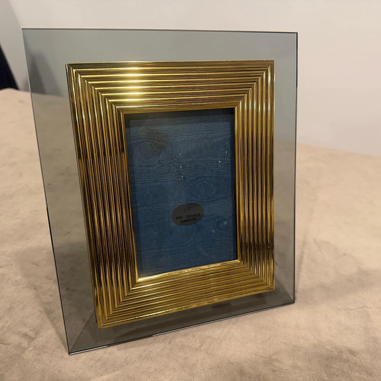 Brass and smoked glass luxury picture frame, 1960s 13