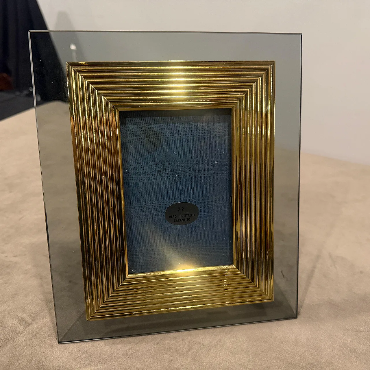 Brass and smoked glass luxury picture frame, 1960s 14
