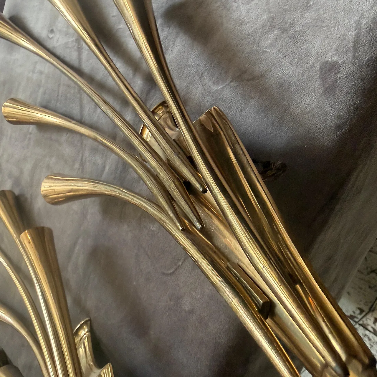 Pair of brass wall sconces by Oscar Torlasco for Lumi Milano, 1950s 16