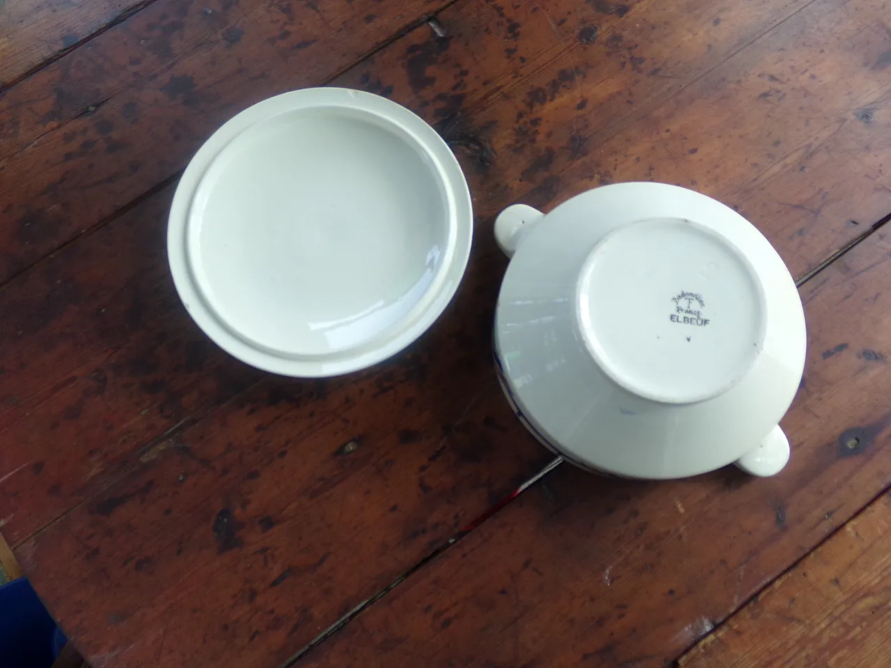 Zuppiera a righe arancioni e blu di Badonviller, anni '20 5