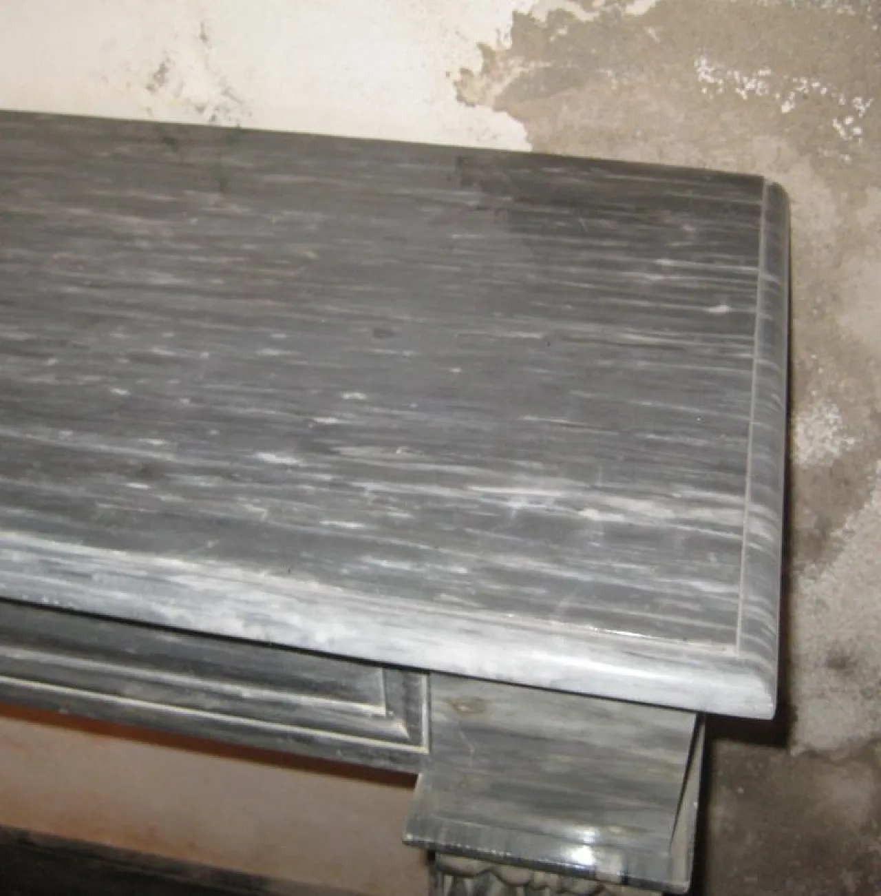 Antique “frame” fireplace in gray marble 6