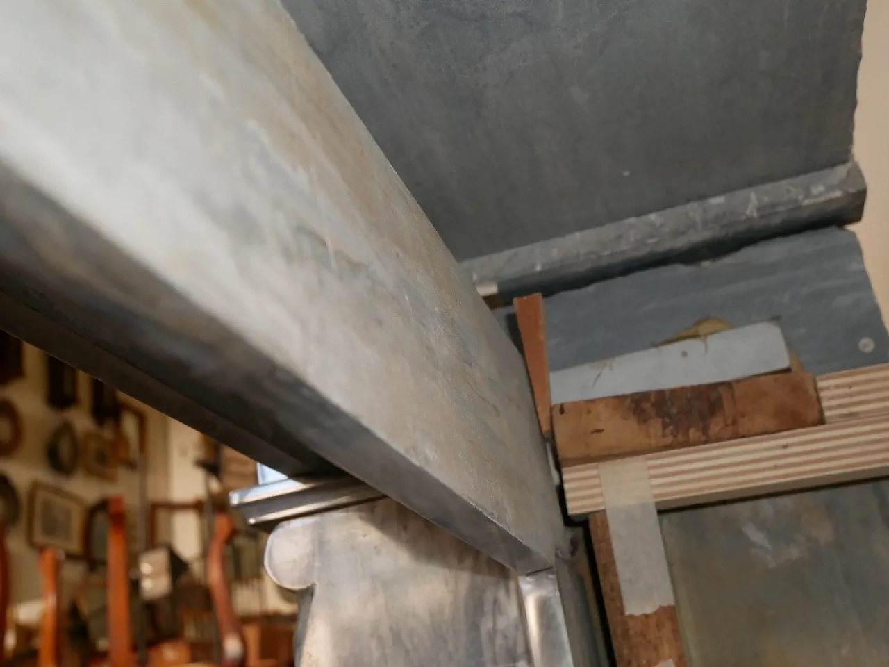 Antique “frame” fireplace in gray marble 11