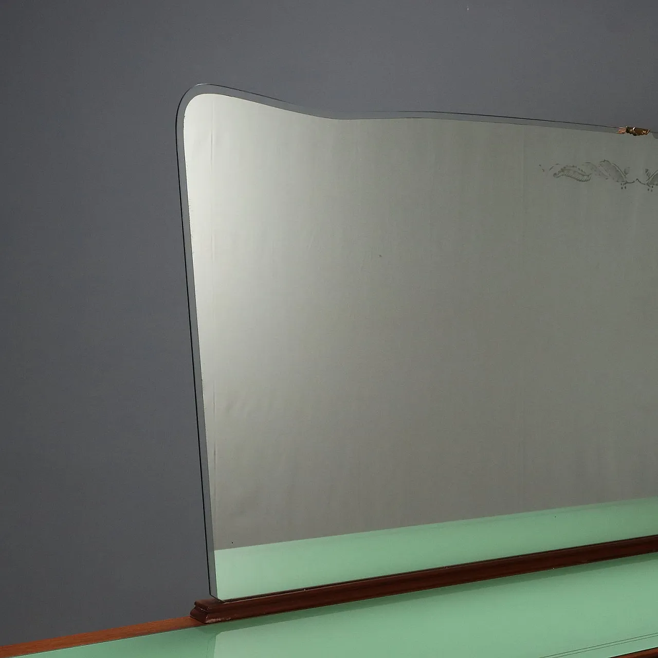 Mobile impiallacciato in larice e piano in vetro, '900 6