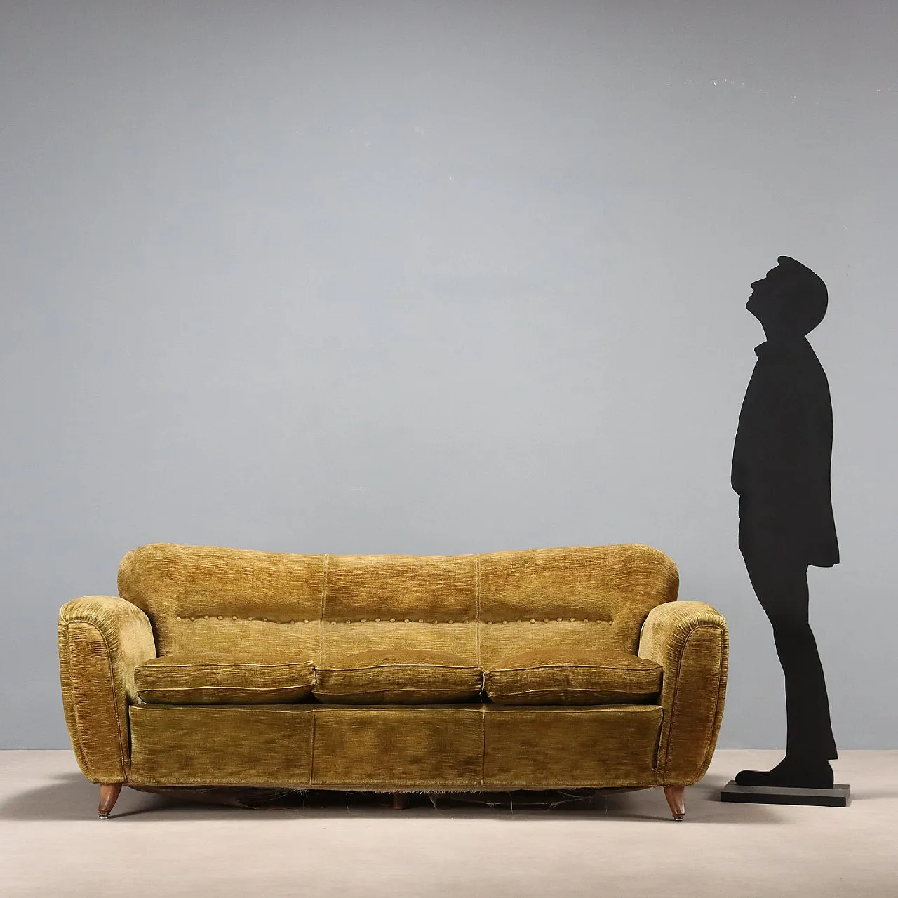 Divano in legno e tessuto con imbottitura in piuma, '900 3