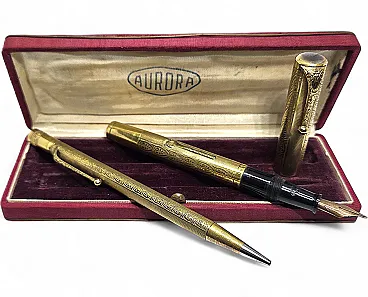 Aurora Set Lever Fountain Pen mechanical Pencil 14KR, 30s