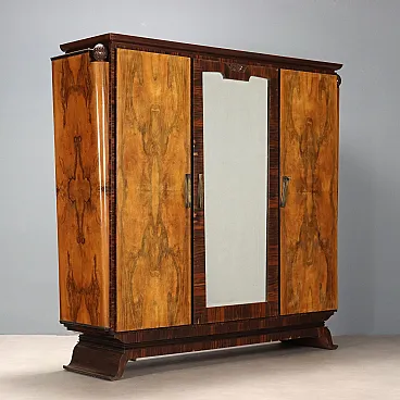 Armadio Art Déco impiallacciato in noce e palissandro, '900
