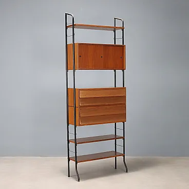 Libreria in metallo smaltato e mogano impiallacciato, '900