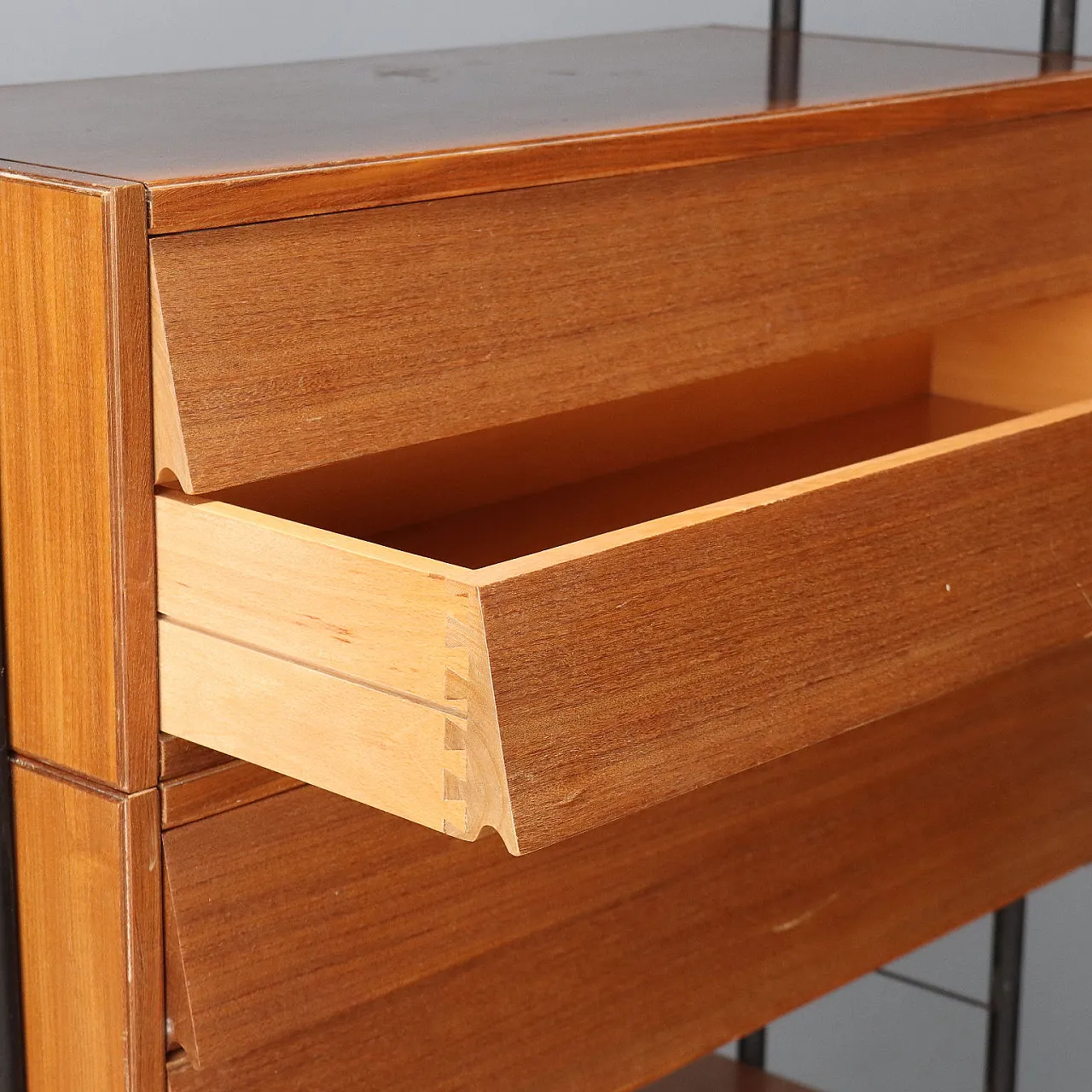 Libreria in metallo smaltato e mogano impiallacciato, '900 5