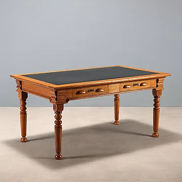 Scrittoio in rovere con inserto in formica sul piano, primo '900