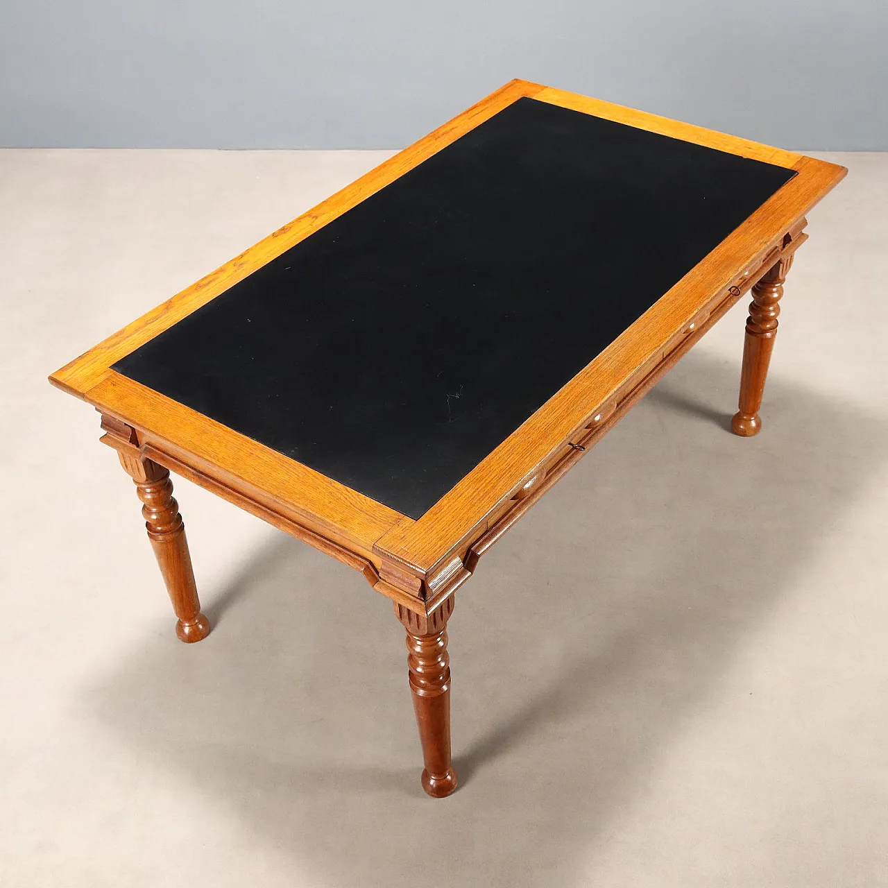 Scrittoio in rovere con inserto in formica sul piano, primo '900 9