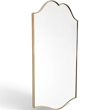 Brass mirror in the shape of a Gio Ponti style shield, 1950s