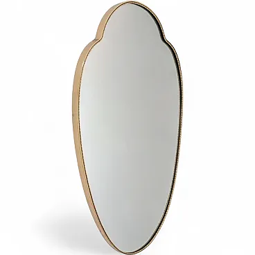 Brass mirror in the shape of a Gio Ponti style shield, 1950s