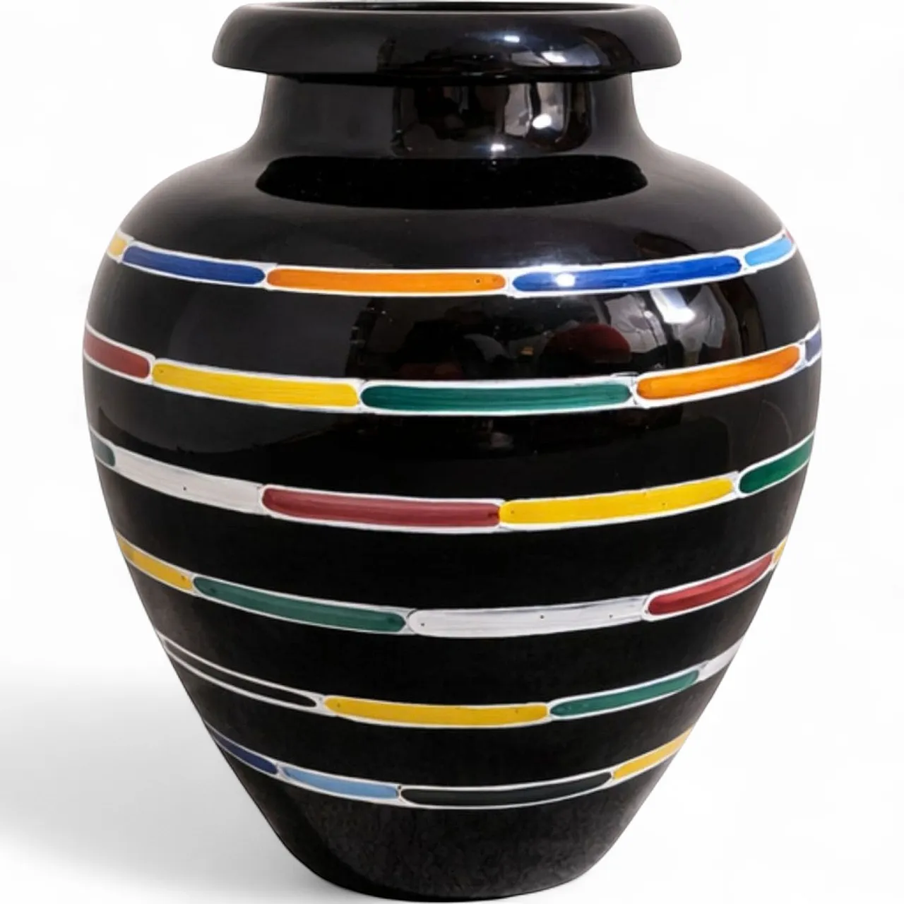 Vaso Piero Dorazio per Deruta in ceramica policroma smaltata, anni ’80 9