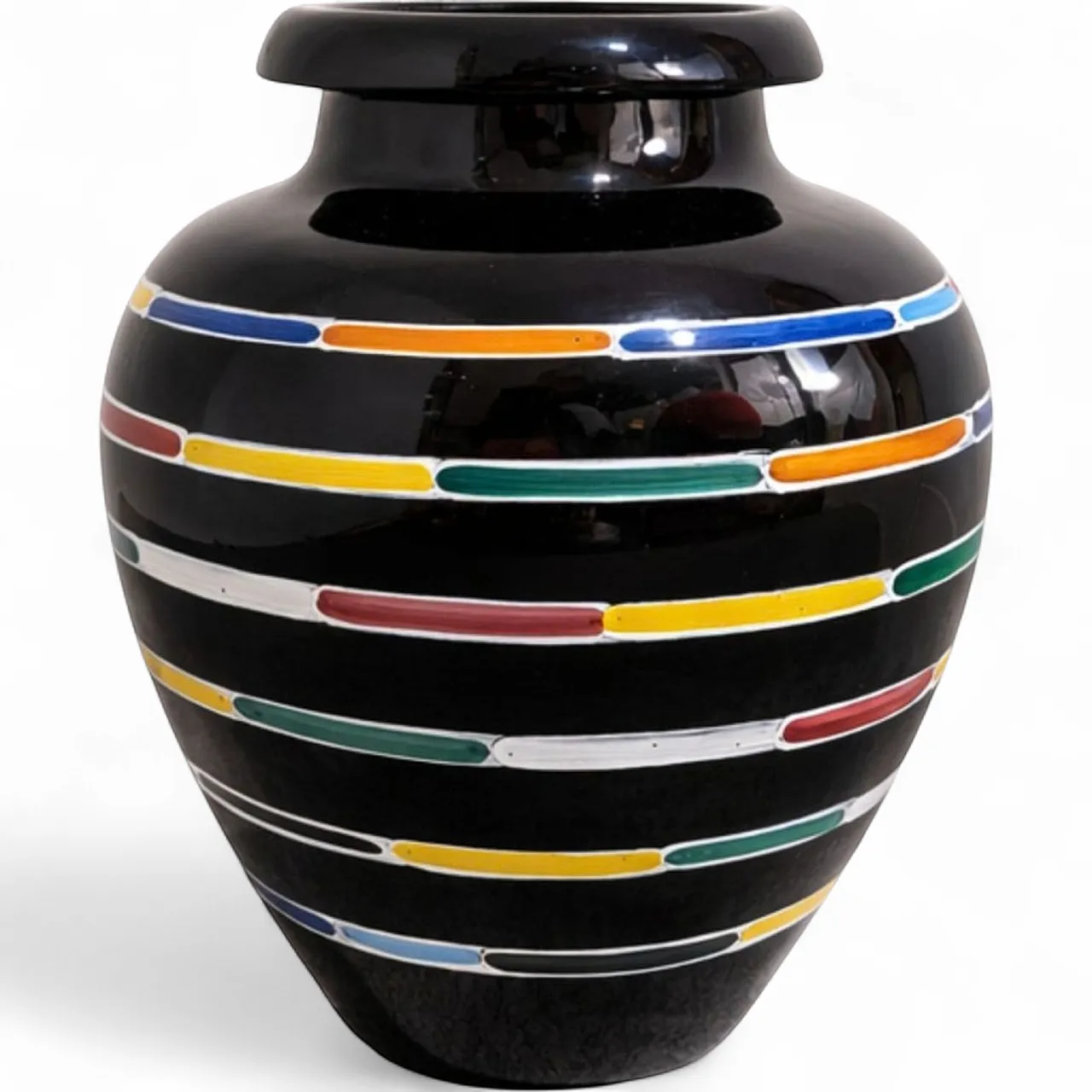 Vaso Piero Dorazio per Deruta in ceramica policroma smaltata, anni ’80 10