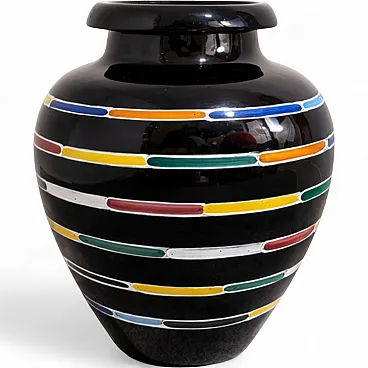 Piero Dorazio vase for Deruta in glazed polychrome ceramic, 1980s
