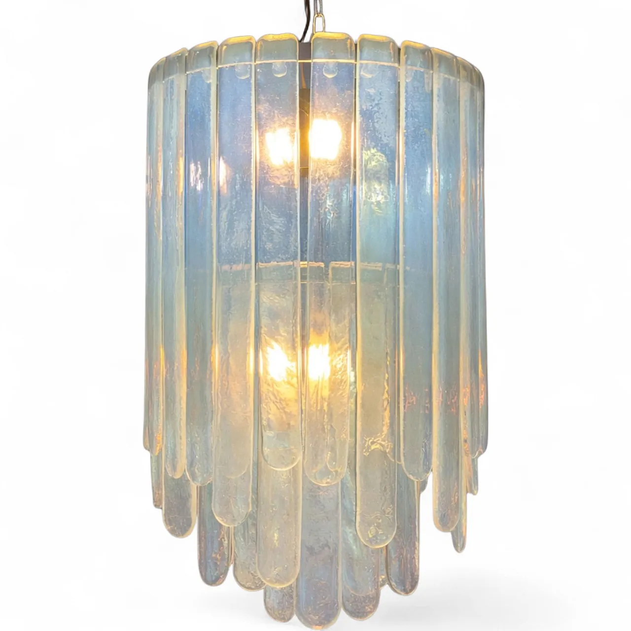 Opalescent Murano glass chandelier by Carlo Nason for Mazzega, 70s 9