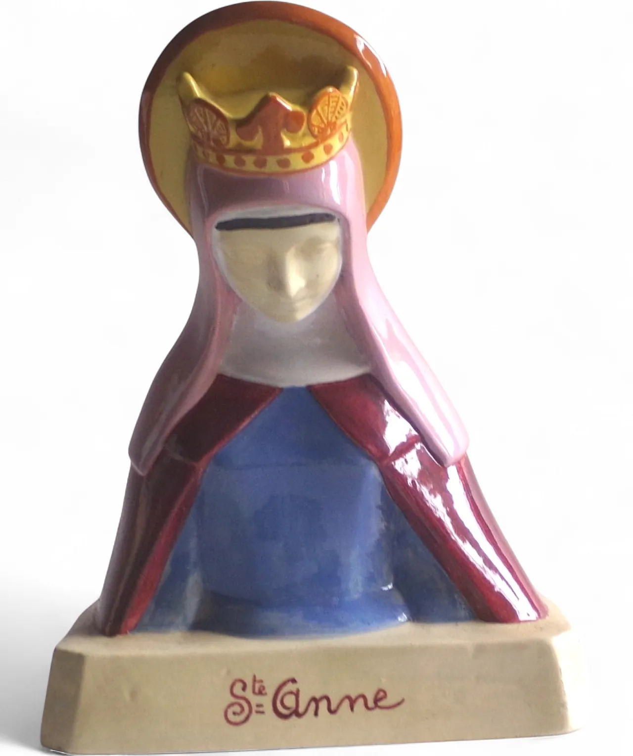 Faience Bust sculpture of Sant'Anna by Anie Mouroux, 30s 5