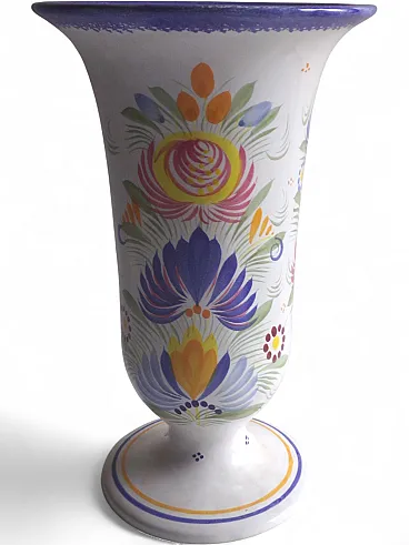 Vivid Colored Fleuri Royal Faience Vase by HB Henriot, 60s