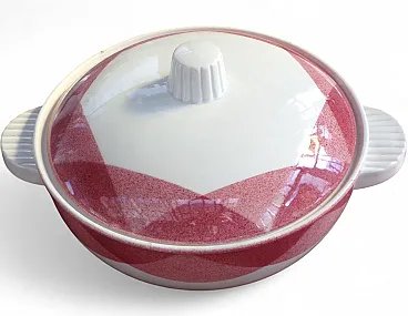 Art Deco Soup Tureen in Pink and White by Badonviller, 40s