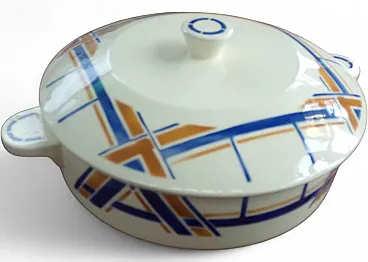 Soup Tureen with Orange and Blue stripes by Badonviller, 20s