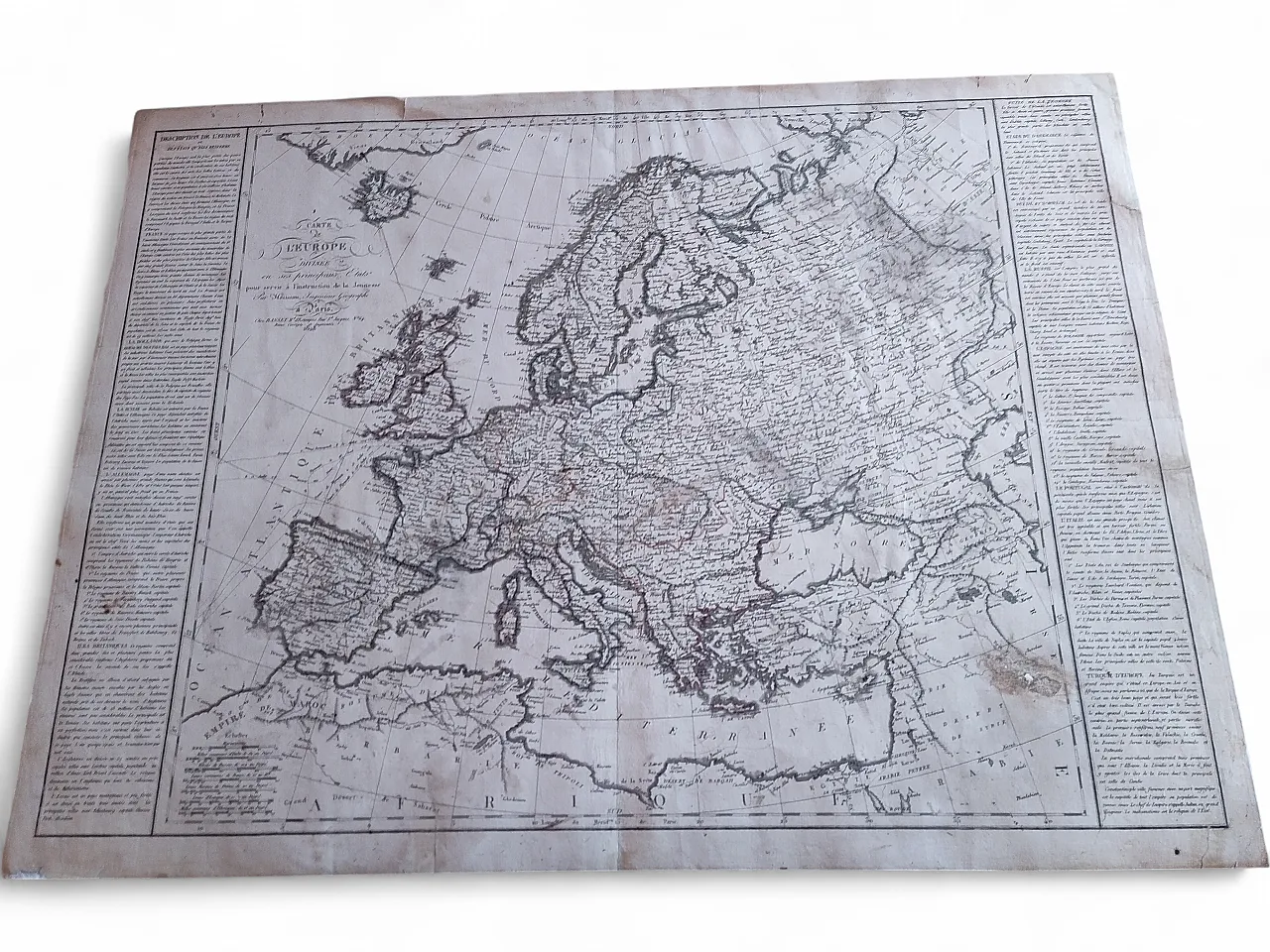 Mappa antica Europa, incisa da Herisson a Parigi, 1828 4