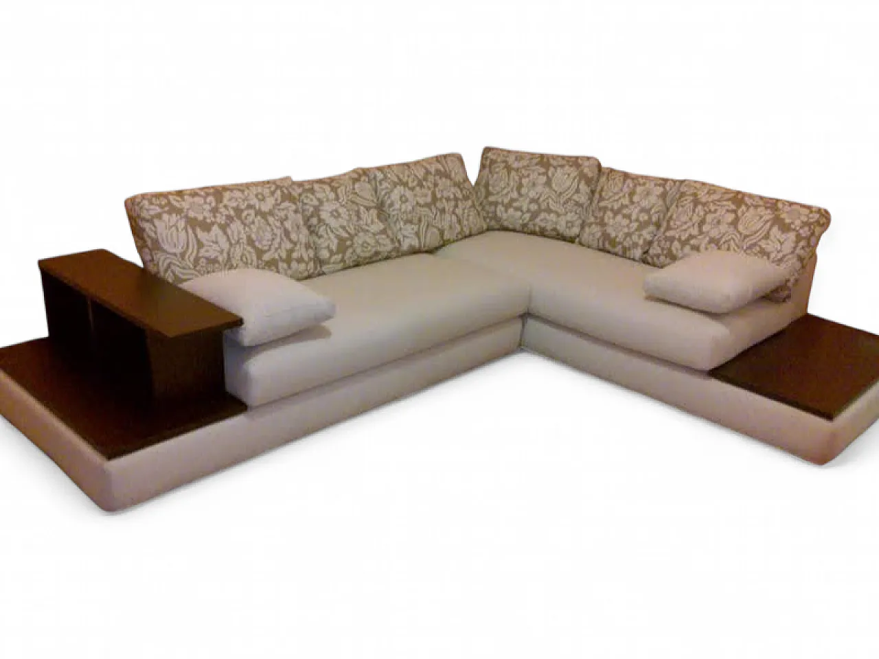 Divano angolare con cuscini a motivo floreale, anni 2000 6