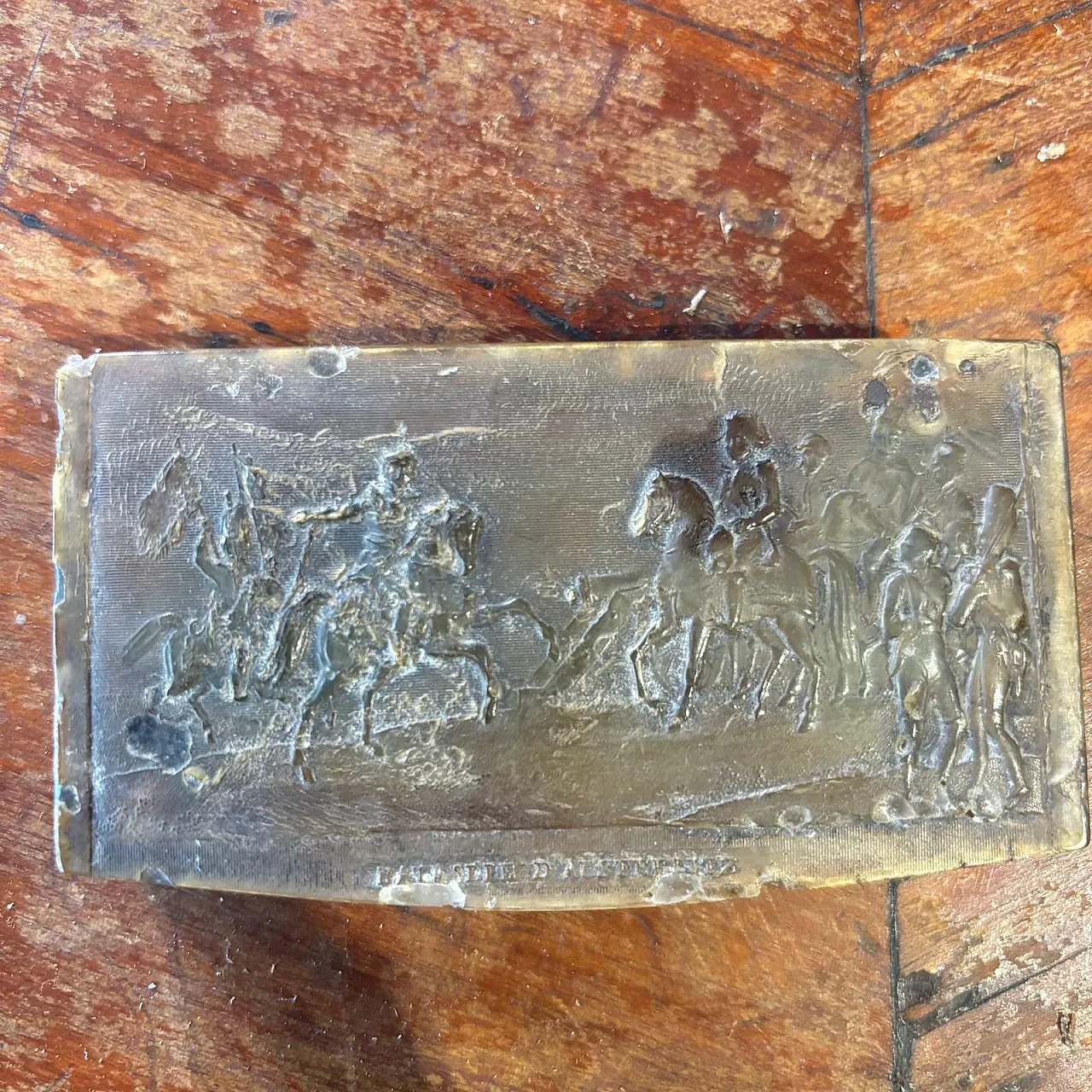 Bone snuffbox engraved Napoleon battle, 18th century 1
