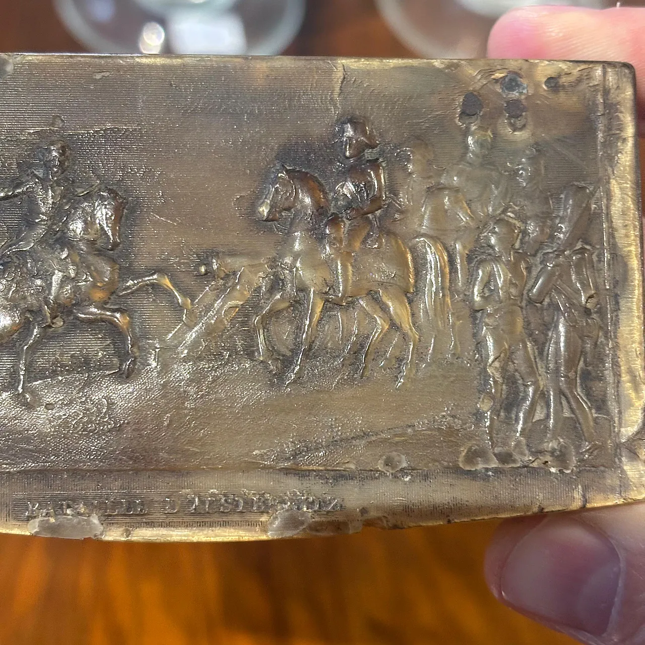 Bone snuffbox engraved Napoleon battle, 18th century 7